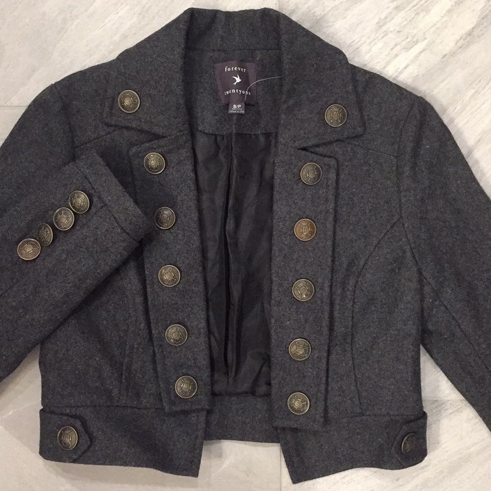 New Forever 21 Gray Military Jacket Size Small